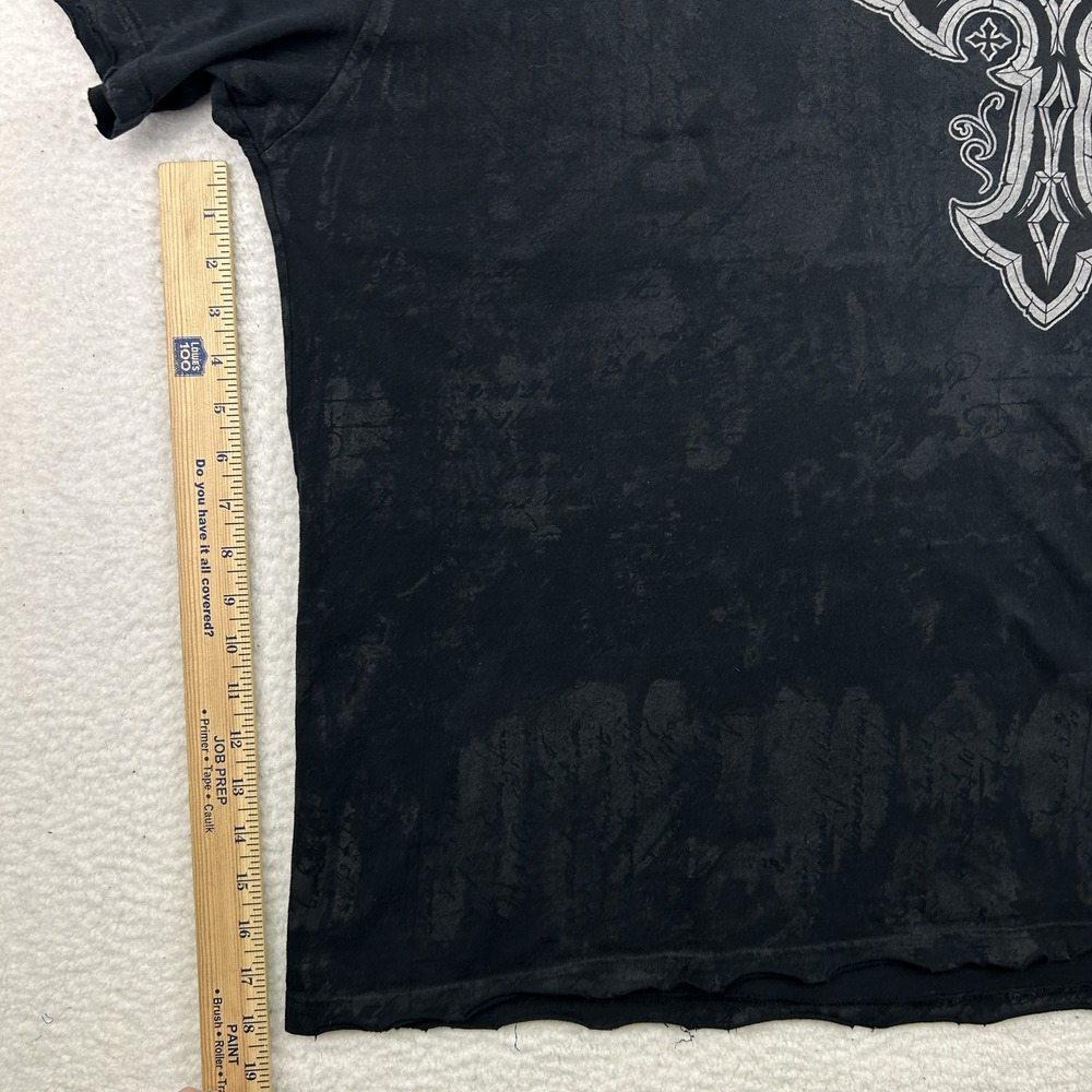 Vtg Affliction Shirt Mens XL Live‎ Fast Cross AOP Graphic Distressed Y2K Grunge - Picture 8 of 11